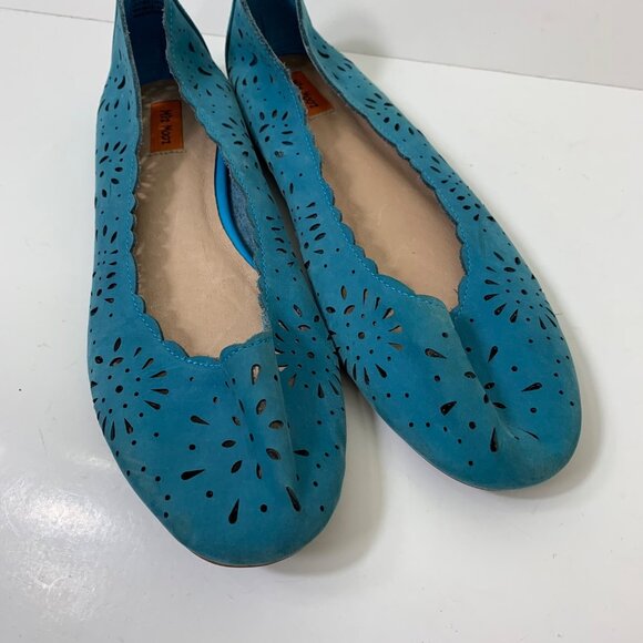 Miz Mooz Parvati Scalloped Laser Cut Ballet Flats Blue Size 10 - Picture 6 of 9